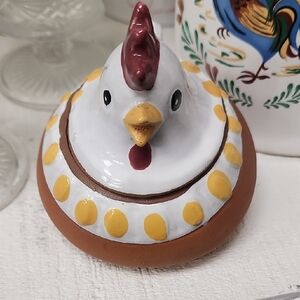 Whimsical White and Brown Chicken Sculpture